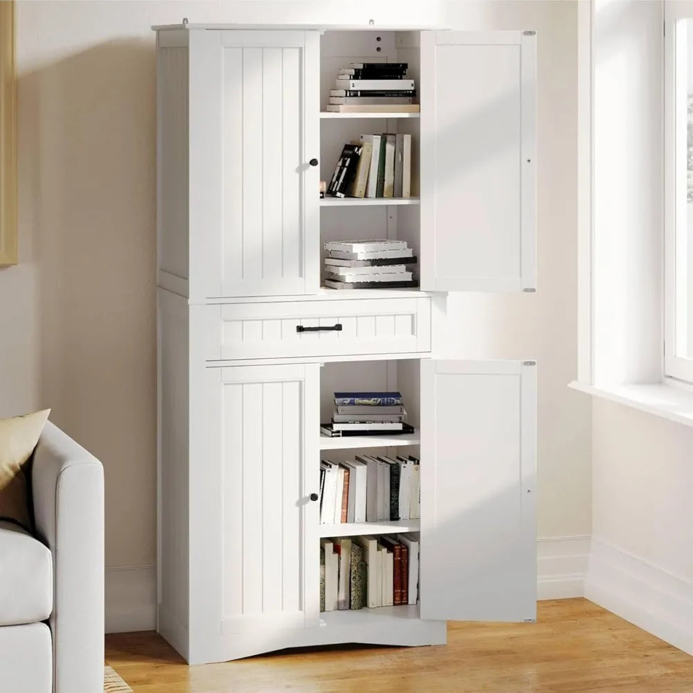 ZHUXIANG Freestanding Kitchen Pantry Cabinet With 4 Doors And Adjustable