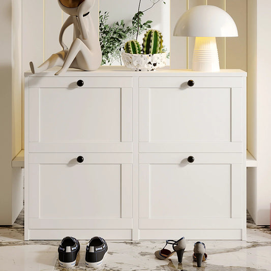 VOWNER Shoe Cabinet With Flip Drawers And Adjustable Shelves
