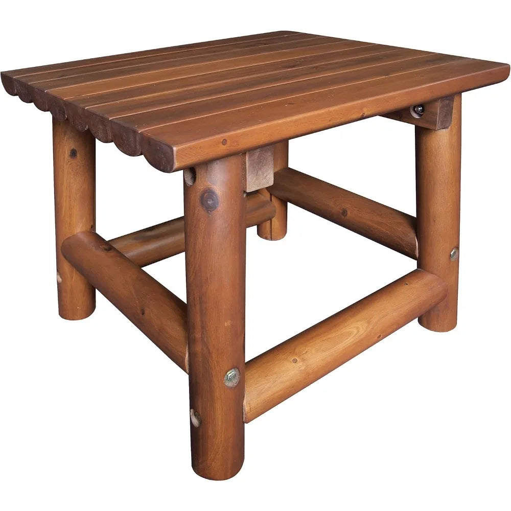 Handcrafted Acacia Wood Small Rectangular Outdoor Side Table for Patio and Garden