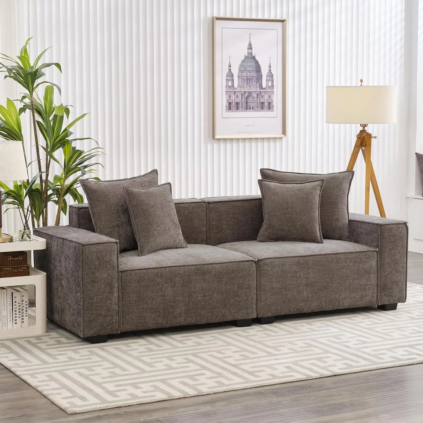 89.3'' Modern Sofa Couches for Living Room, 3 Seater Cloud Couch with Deep Seat, Comfy Couch with Extra Wide Armrests