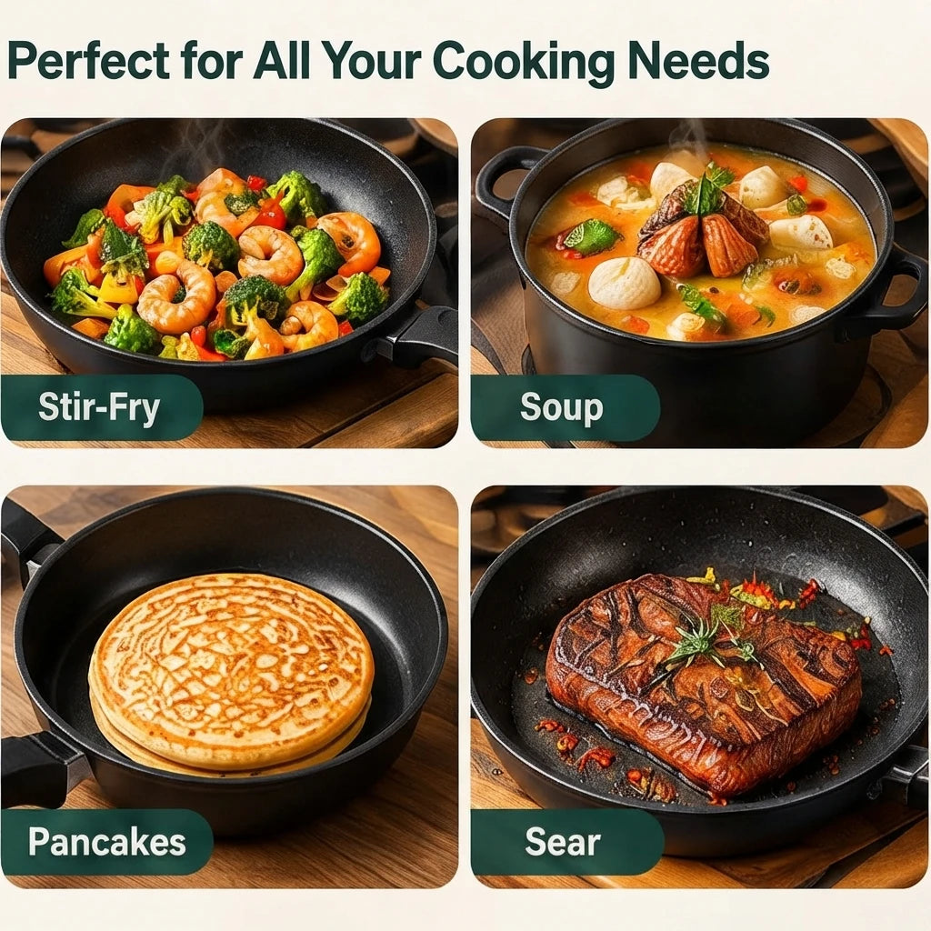 AHTOSKA Non-Stick Maifan Stone Cookware Set With Frying Pans