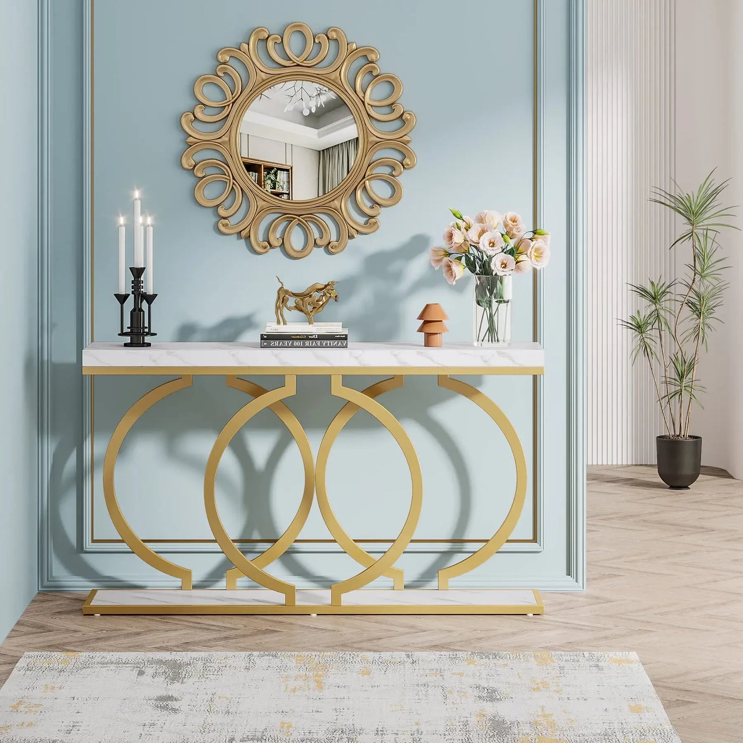 Tribesigns Faux Marble Console Table Modern Entryway Sofa Table