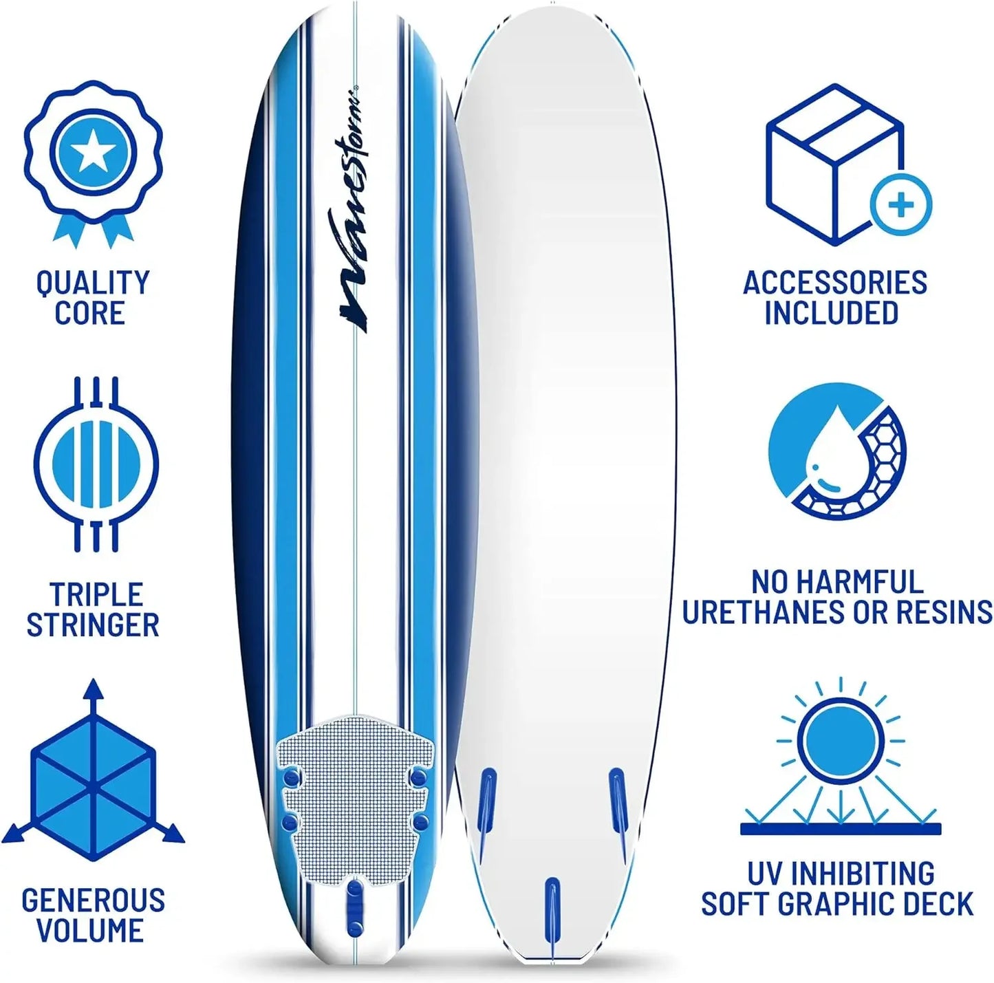 Hign Concerned Soft Top Foam Surfboard Complete Set