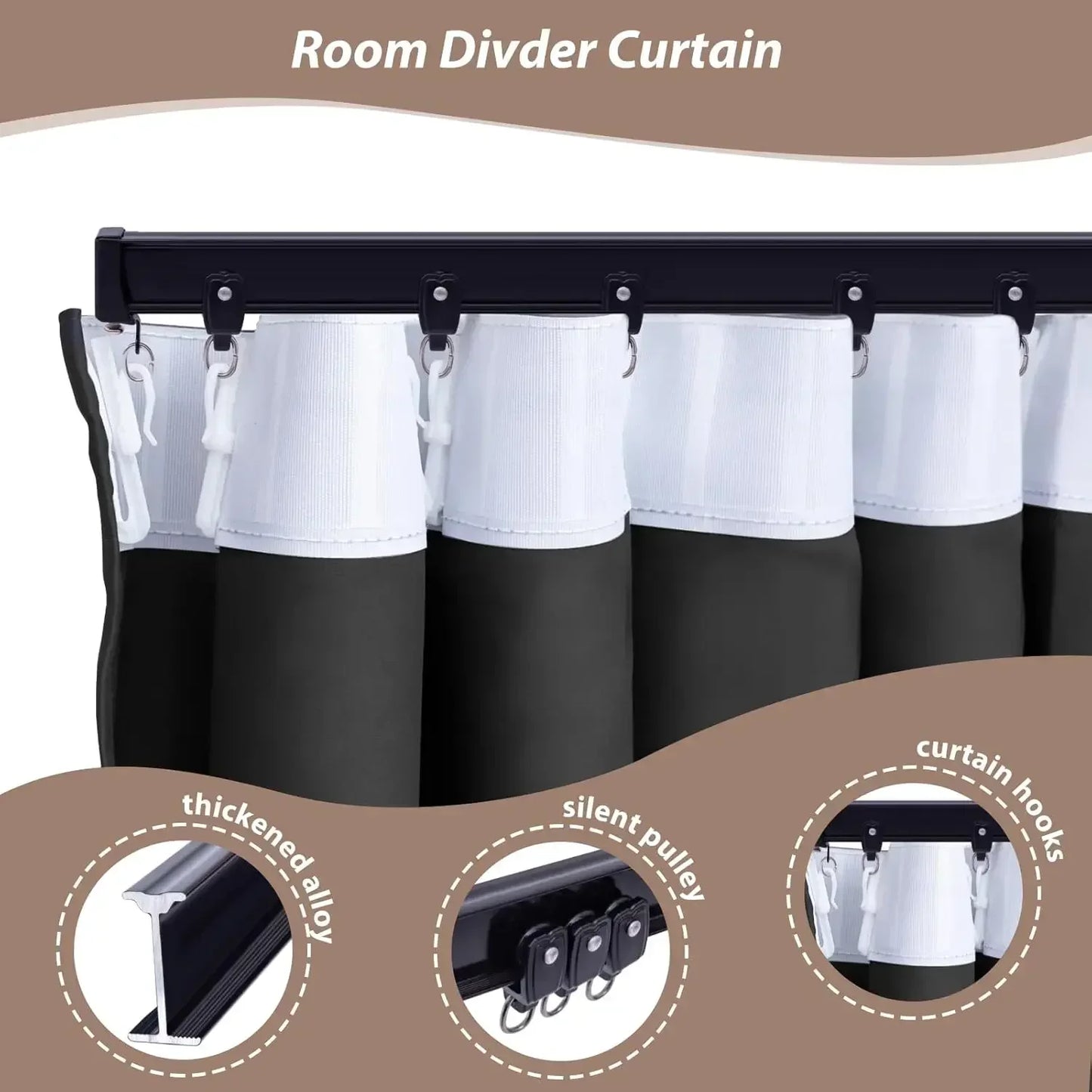 XMSJ Room Divider Curtains With Ceiling Curtain Track Set