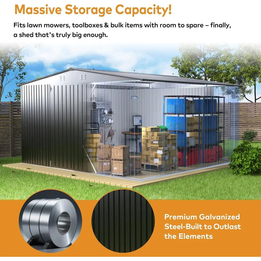 Weatherproof Metal Outdoor Storage Shed For Garden Tools