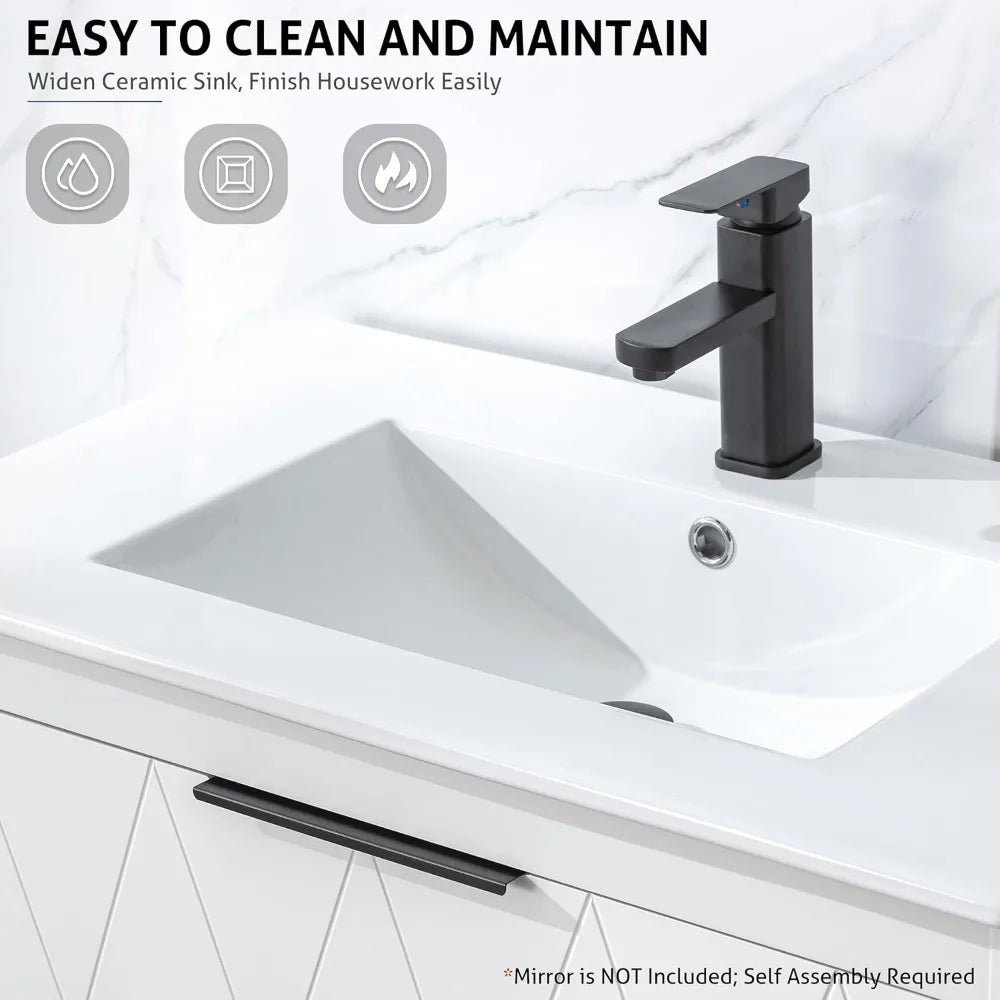 DAFIFY Wall Mounted Vanity Cabinet With Sink And Soft Close