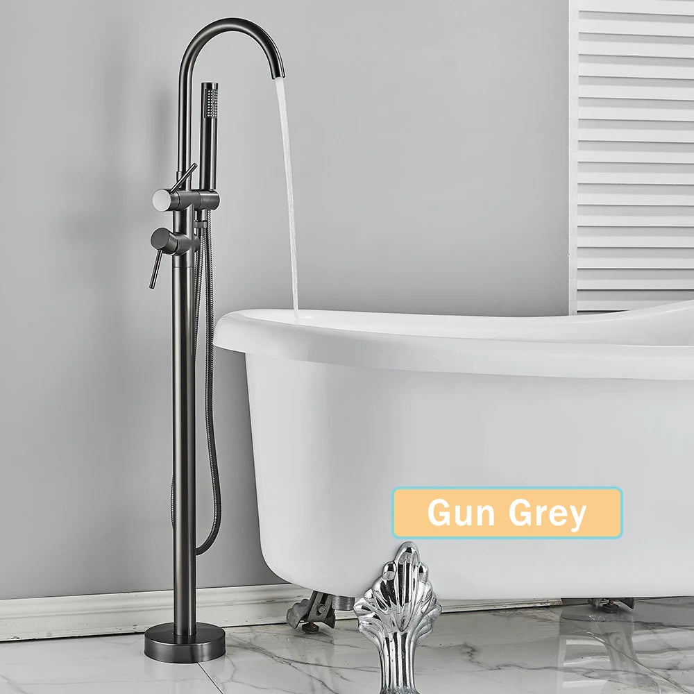 Rozin Floor Standing Bathtub Faucet Big Boss Brushed Finish