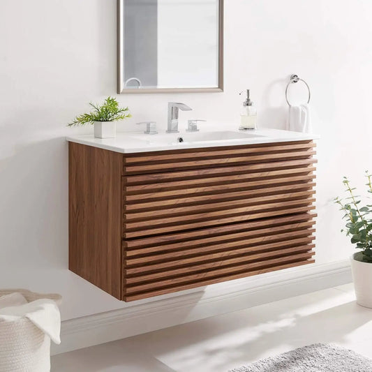 XMSJ Wall Mount Bathroom Vanity Render for Modern Baths