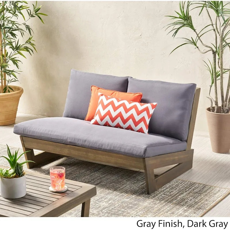 Noble House Sherwood Outdoor Acacia Wood Loveseat Furniture