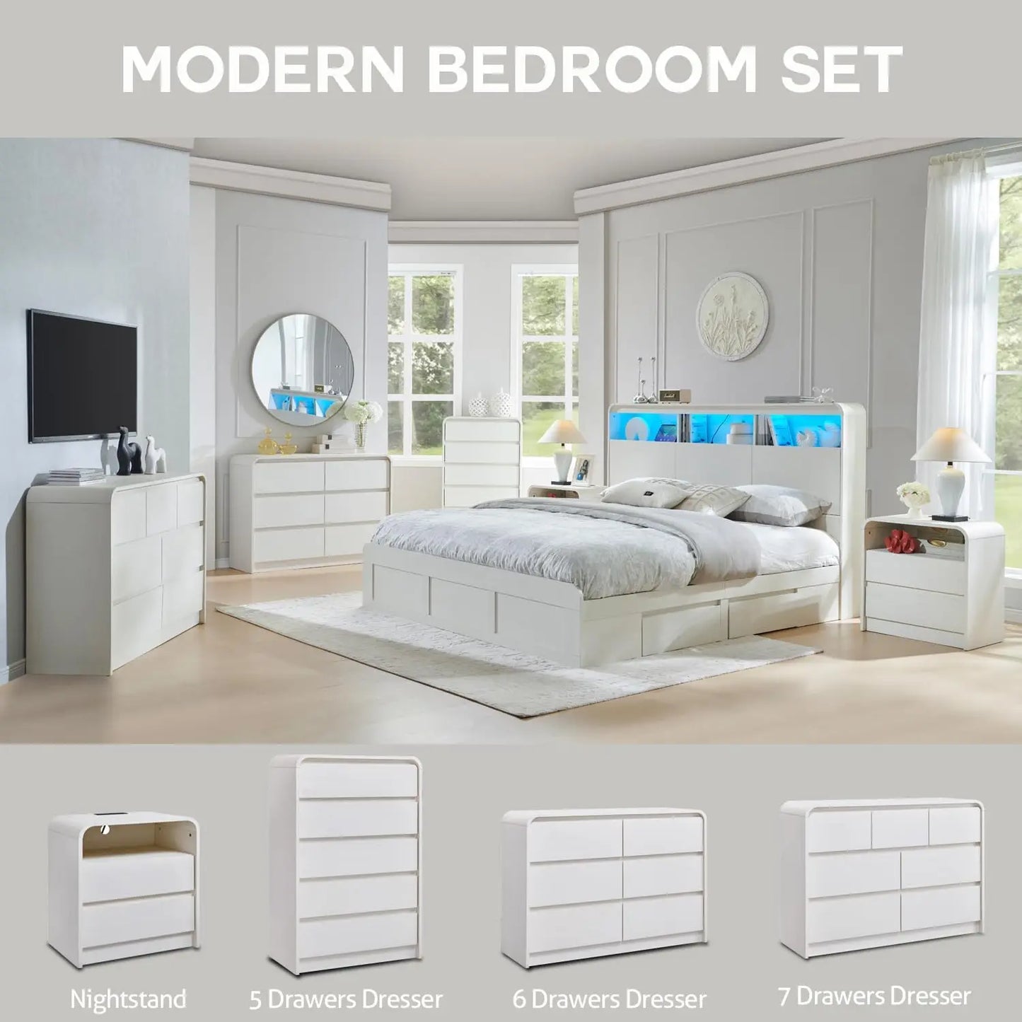 GYROOR Nightstand With Charging Station Bedside Table With Drawers