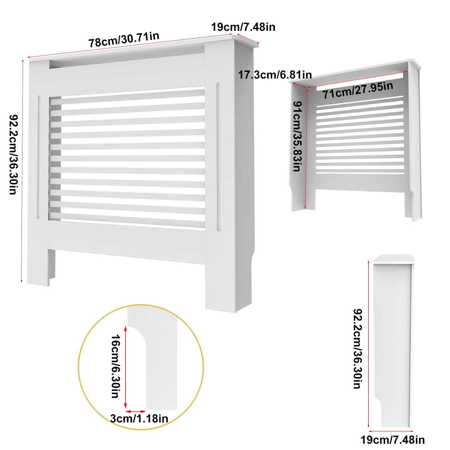 Wisfor Wood Radiator Cover Modern Tall Shelf Wide Slats